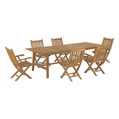 Modway - Marina 7 Piece Outdoor Patio Teak Dining Set by Modway  Outdoor Furniture Bar and Dining Brown - EEI-3310-NAT-SET