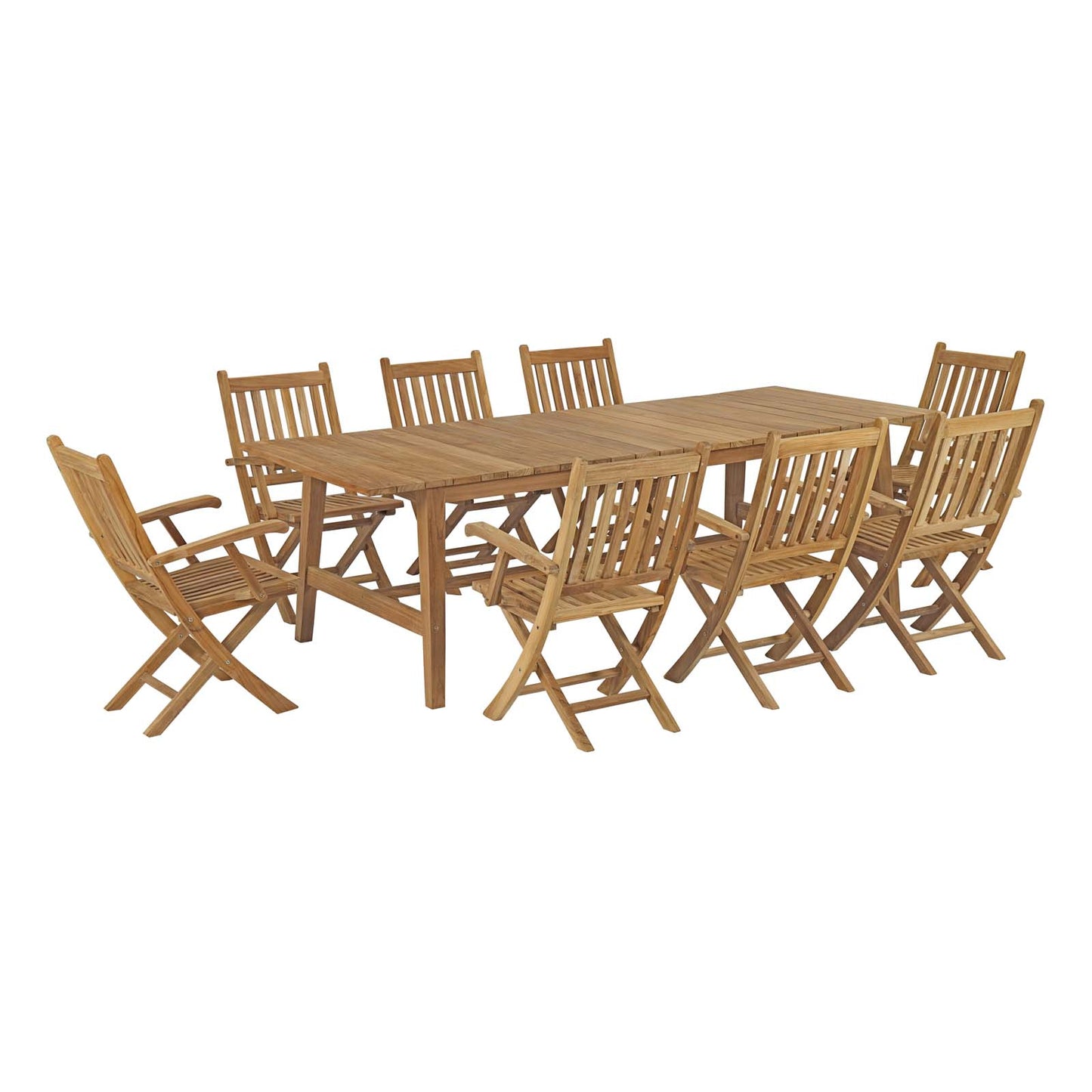 Modway - Marina 9 Piece Outdoor Patio Teak Dining Set by Modway  Outdoor Furniture Bar and Dining Brown - EEI-3314-NAT-SET