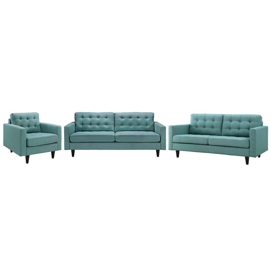 Modway Outlet Empress Sofa, Loveseat and Armchair Set of 3 by Modway  Living Room Furniture Laguna - EEI-3316-LAG