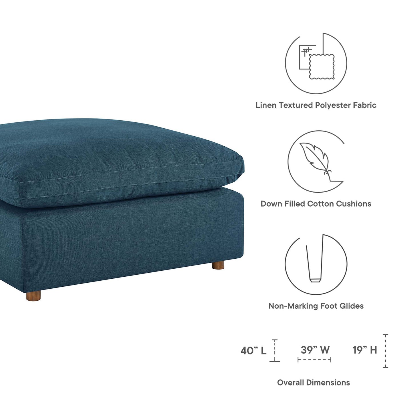 Modway Outlet Commix Down Filled Overstuffed Ottoman by Modway  Living Room Furniture Azure - EEI-3318-AZU