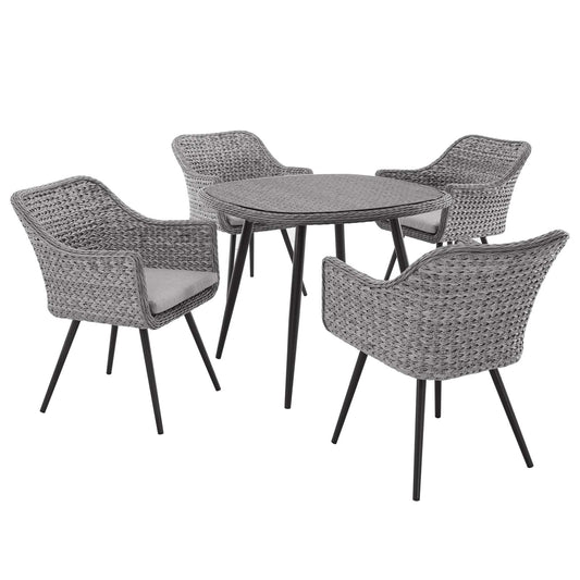 Modway Outlet Endeavor 5 Piece Outdoor Patio Wicker Rattan Dining Set by Modway  Outdoor Furniture Furniture Gray Gray - EEI-3320-GRY-GRY-SET