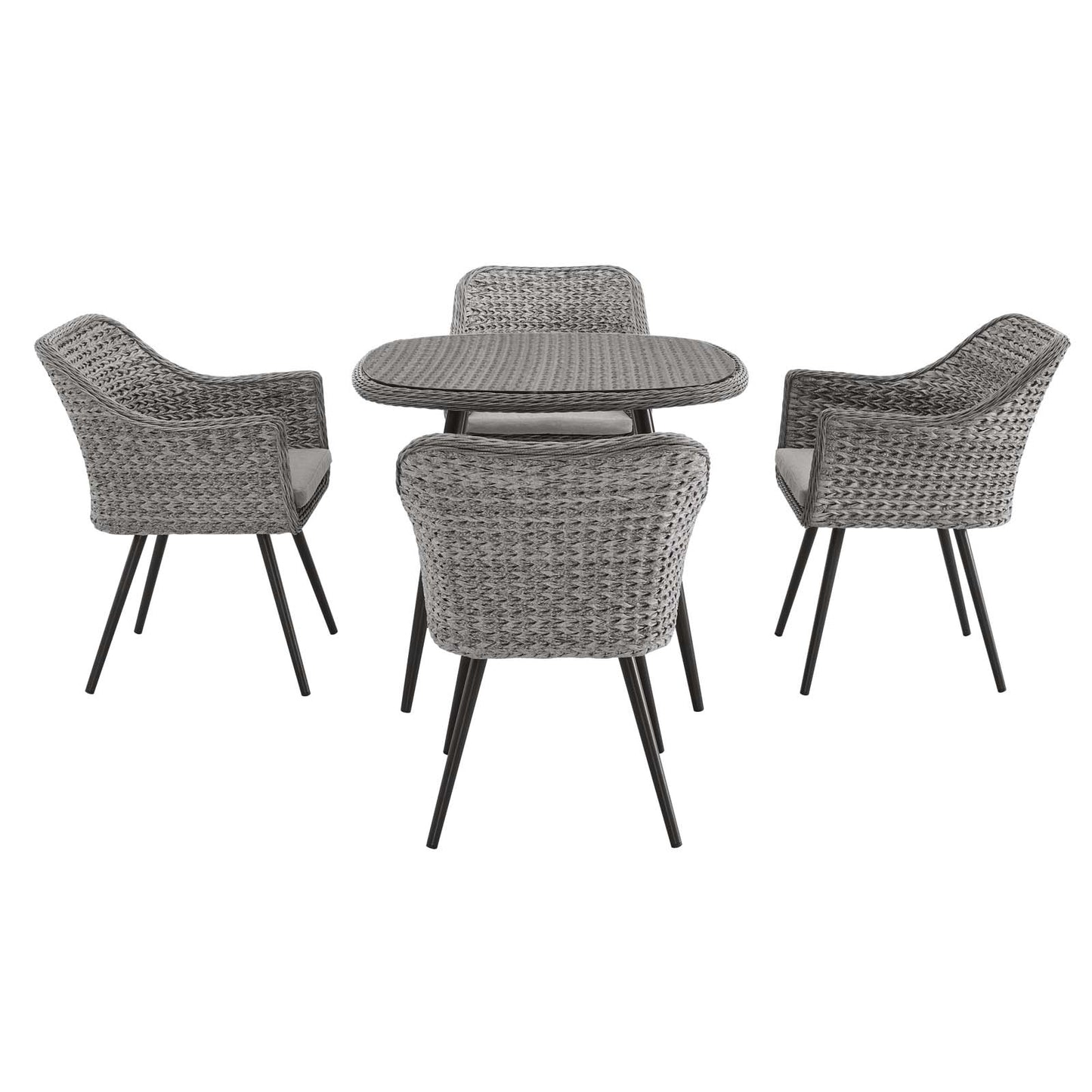 Modway Outlet Endeavor 5 Piece Outdoor Patio Wicker Rattan Dining Set by Modway  Outdoor Furniture Furniture Gray Gray - EEI-3320-GRY-GRY-SET