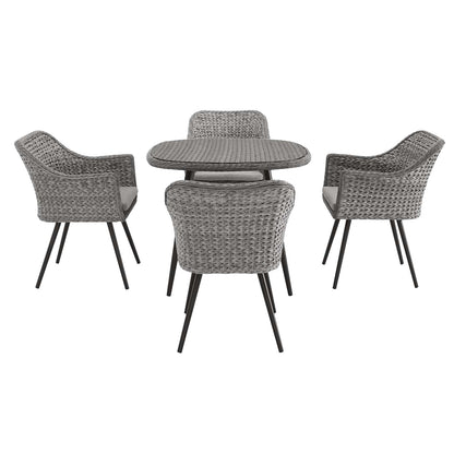 Modway Outlet Endeavor 5 Piece Outdoor Patio Wicker Rattan Dining Set by Modway  Outdoor Furniture Furniture Gray Gray - EEI-3320-GRY-GRY-SET