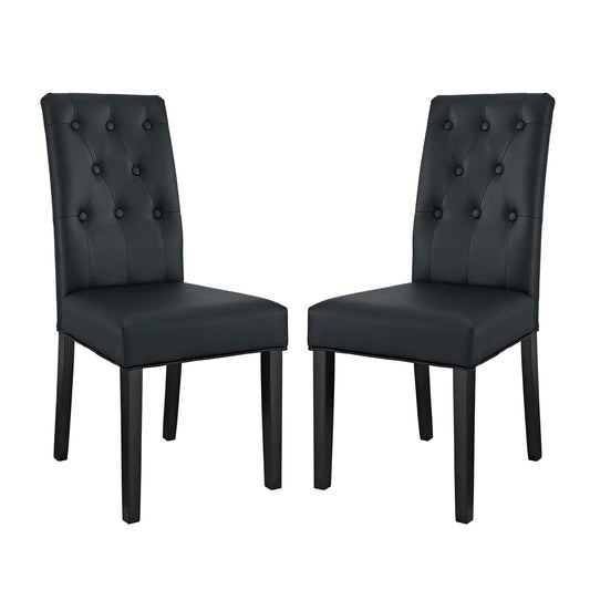 Modway Outlet Confer Vinyl Dining Side Chair Set of 2 by Modway  Bar and Dining Furniture Black - EEI-3323-BLK