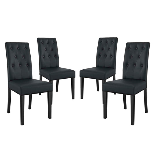 Modway Outlet Confer Vinyl Dining Side Chair Set of 4 by Modway  Bar and Dining Furniture Black - EEI-3324-BLK