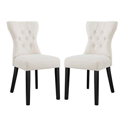 Modway Outlet Silhouette Upholstered Fabric Dining Side Chairs Set of 2 by Modway  Bar and Dining Furniture Beige - EEI-3327-BEI