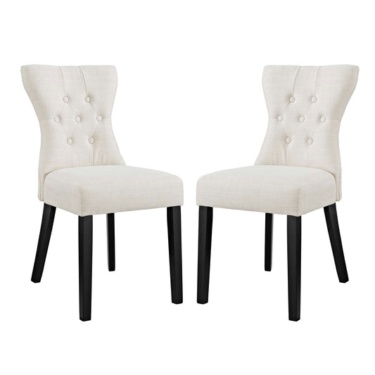Modway Outlet Silhouette Upholstered Fabric Dining Side Chairs Set of 2 by Modway  Bar and Dining Furniture Beige - EEI-3327-BEI