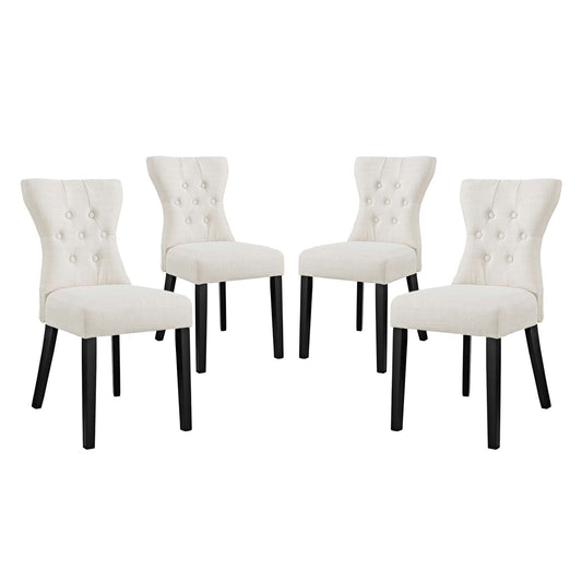 Modway Outlet Silhouette Upholstered Fabric Dining Side Chairs Set of 4 by Modway  Bar and Dining Furniture Beige - EEI-3328-BEI