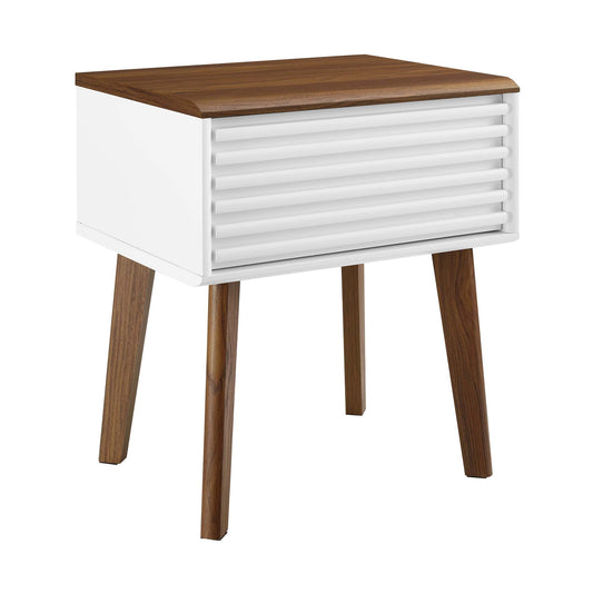 Modway Outlet Render End Table by Modway  Bedroom Furniture Walnut White - EEI-3345-WAL-WHI