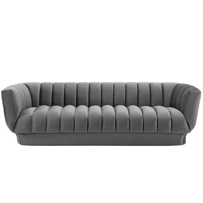 Modway Outlet Entertain Vertical Channel Tufted Performance Velvet Sofa by Modway  Living Room Furniture Gray - EEI-3351-GRY
