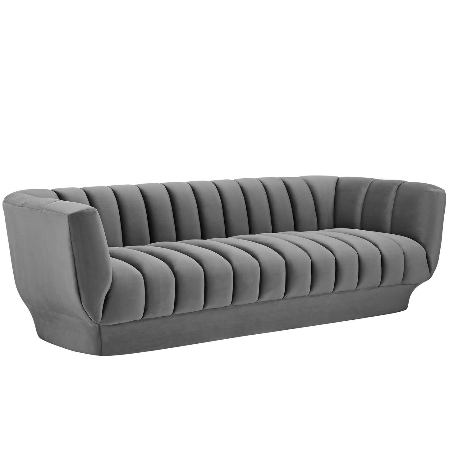 Modway Outlet Entertain Vertical Channel Tufted Performance Velvet Sofa by Modway  Living Room Furniture Gray - EEI-3351-GRY