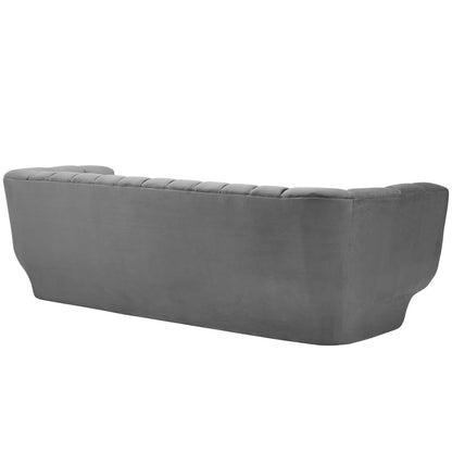 Modway Outlet Entertain Vertical Channel Tufted Performance Velvet Sofa by Modway  Living Room Furniture Gray - EEI-3351-GRY
