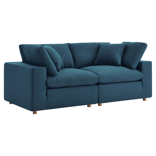 Modway Outlet Commix 2 Piece Down Filled Overstuffed Sectional Sofa Set by Modway  Living Room Furniture Azure - EEI-3354-AZU