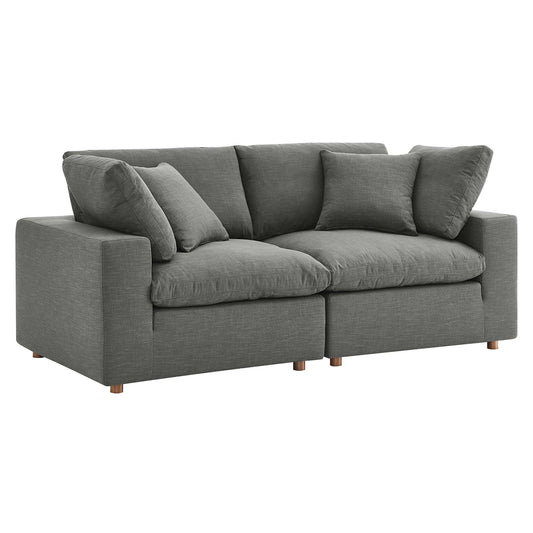 Modway Outlet Commix 2 Piece Down Filled Overstuffed Sectional Sofa Set by Modway  Living Room Furniture Gray - EEI-3354-GRY