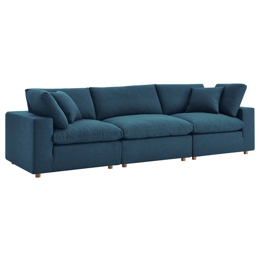 Modway Outlet Commix 3 Piece Down Filled Overstuffed Sectional Sofa Set by Modway  Living Room Furniture Azure - EEI-3355-AZU