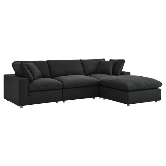 Modway Outlet Commix 4 Piece Down Filled Overstuffed Sectional Sofa Set by Modway  Living Room Furniture Black - EEI-3356-BLK