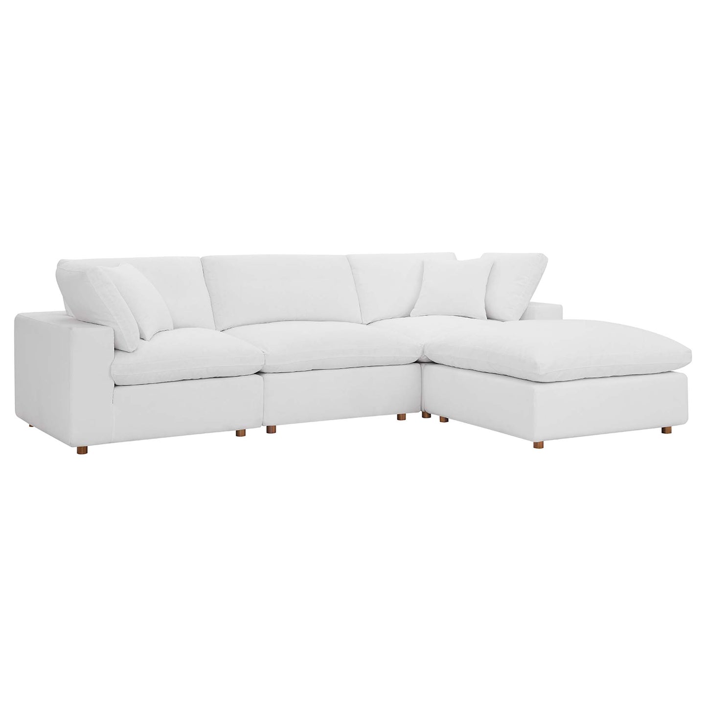 Modway Outlet Commix 4 Piece Down Filled Overstuffed Sectional Sofa Set by Modway  Living Room Furniture Pure White - EEI-3356-PUW