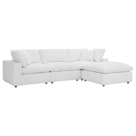 Modway Outlet Commix 4 Piece Down Filled Overstuffed Sectional Sofa Set by Modway  Living Room Furniture Pure White - EEI-3356-PUW