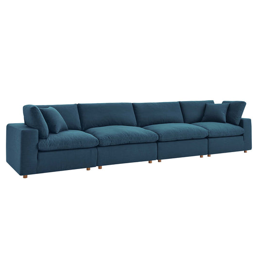 Modway Outlet Commix 4 Piece Down Filled Overstuffed Sectional Sofa Set by Modway  Living Room Furniture Azure - EEI-3357-AZU