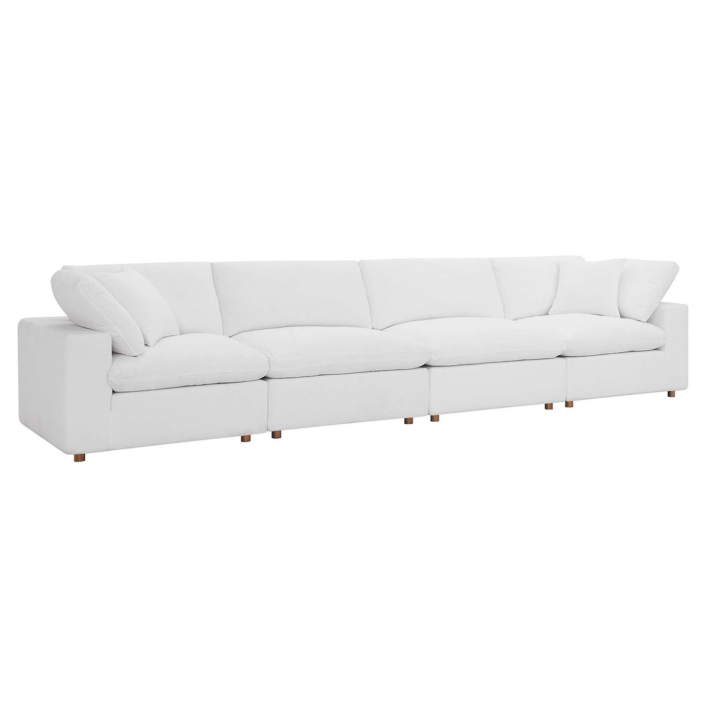 Modway Outlet Commix 4 Piece Down Filled Overstuffed Sectional Sofa Set by Modway  Living Room Furniture Pure White - EEI-3357-PUW