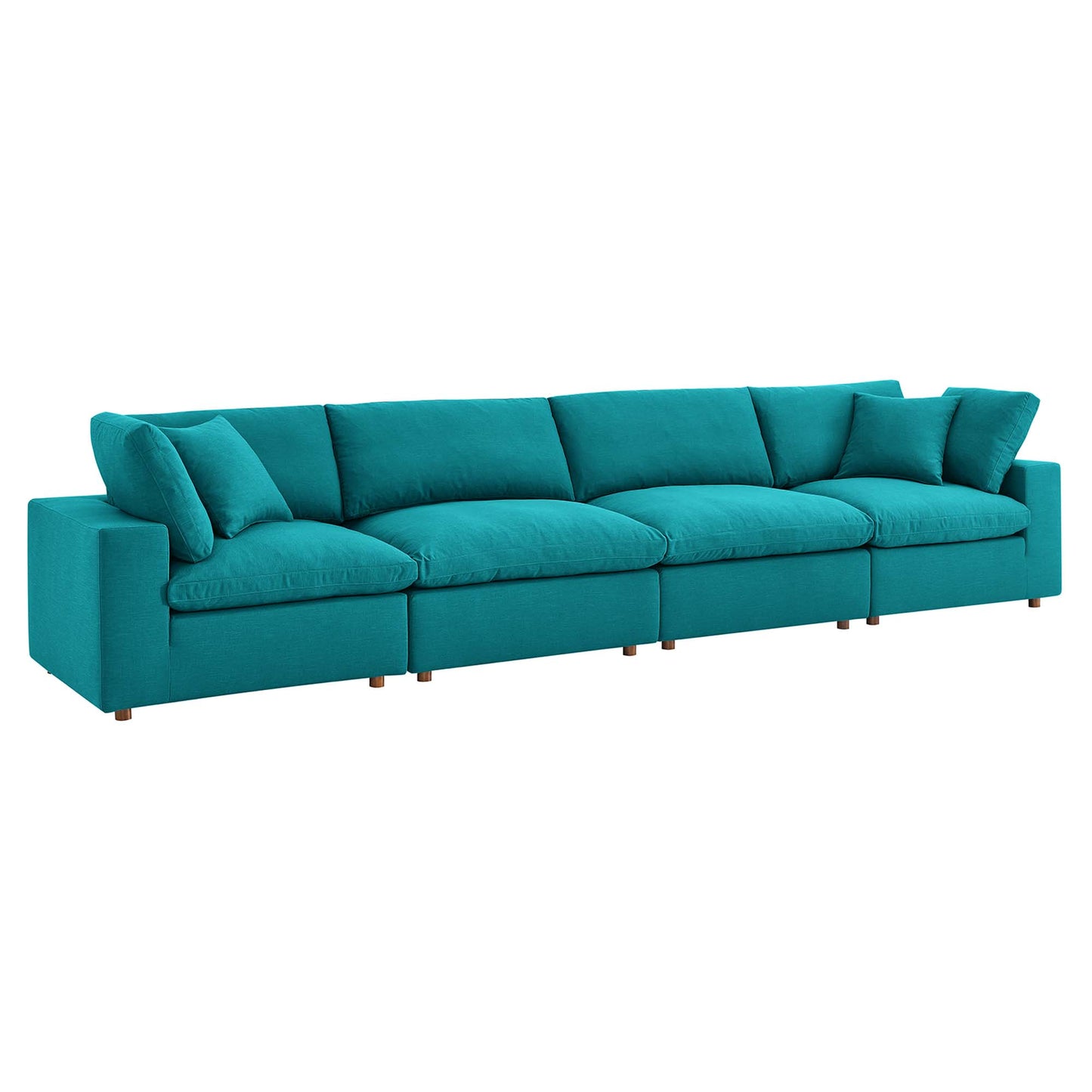 Modway Outlet Commix 4 Piece Down Filled Overstuffed Sectional Sofa Set by Modway  Living Room Furniture Teal - EEI-3357-TEA