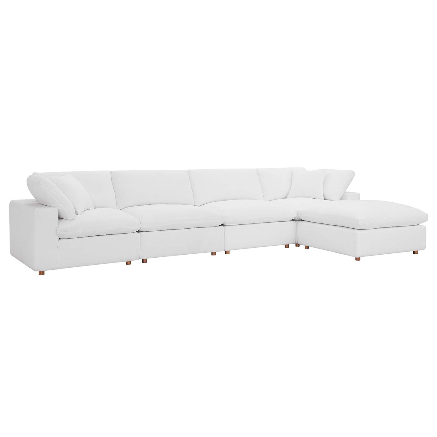 Modway Outlet Commix 5 Piece Down Filled Overstuffed Sectional Sofa Set by Modway  Living Room Furniture Pure White - EEI-3358-PUW