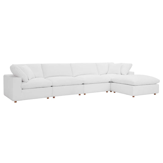 Modway Outlet Commix 5 Piece Down Filled Overstuffed Sectional Sofa Set by Modway  Living Room Furniture Pure White - EEI-3358-PUW
