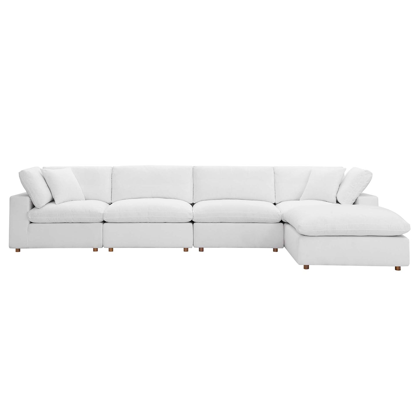 Modway Outlet Commix 5 Piece Down Filled Overstuffed Sectional Sofa Set by Modway  Living Room Furniture Pure White - EEI-3358-PUW