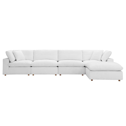Modway Outlet Commix 5 Piece Down Filled Overstuffed Sectional Sofa Set by Modway  Living Room Furniture Pure White - EEI-3358-PUW