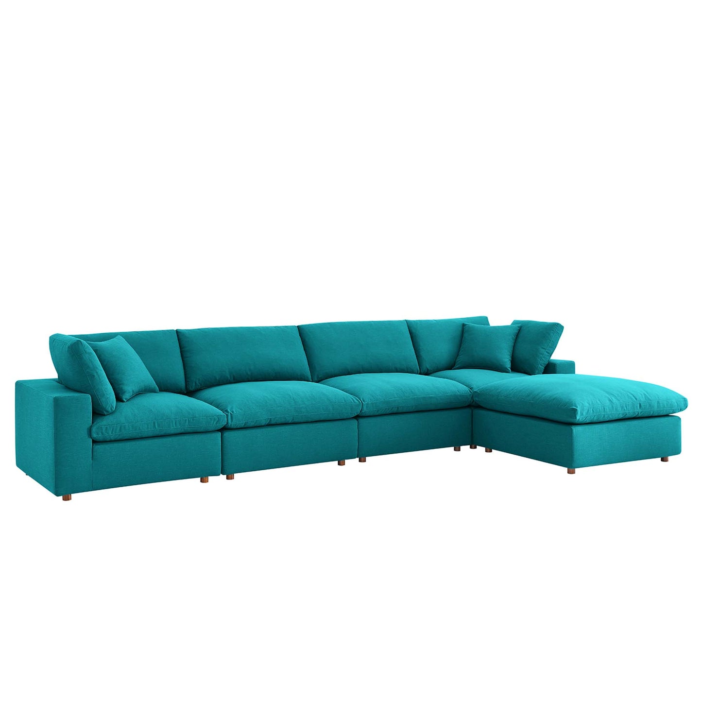 Modway Outlet Commix 5 Piece Down Filled Overstuffed Sectional Sofa Set by Modway  Living Room Furniture Teal - EEI-3358-TEA