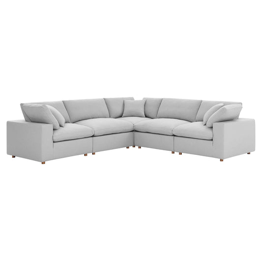 Modway Outlet Commix 5 Piece Down Filled Overstuffed Sectional Sofa by Modway  Living Room Furniture Light Gray - EEI-3359-LGR