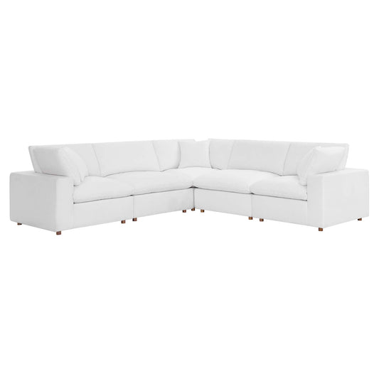 Modway Outlet Commix 5 Piece Down Filled Overstuffed Sectional Sofa by Modway  Living Room Furniture Pure White - EEI-3359-PUW