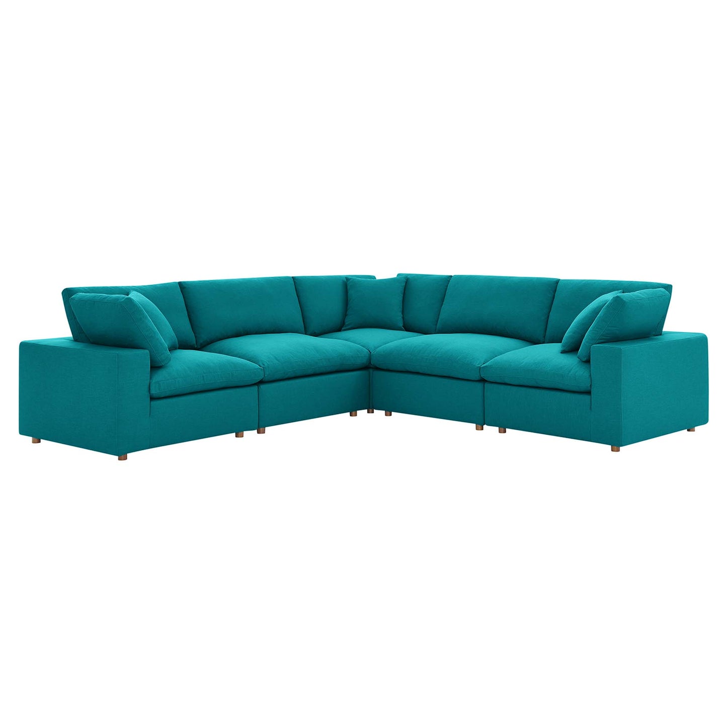 Modway Outlet Commix 5 Piece Down Filled Overstuffed Sectional Sofa by Modway  Living Room Furniture Teal - EEI-3359-TEA