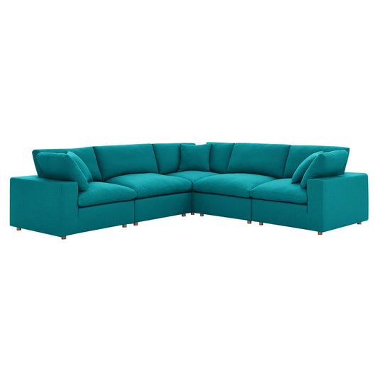Modway Outlet Commix 5 Piece Down Filled Overstuffed Sectional Sofa by Modway  Living Room Furniture Teal - EEI-3359-TEA