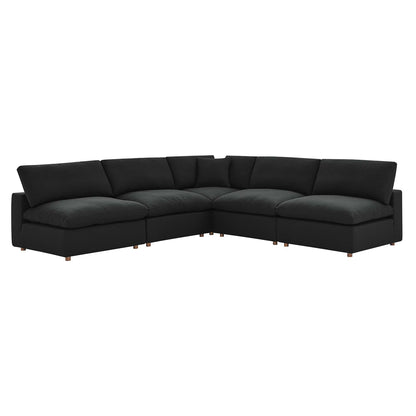 Modway Outlet Commix 5-Piece Down Filled Overstuffed Armless Sectional Sofa by Modway  Living Room Furniture Black - EEI-3360-BLK