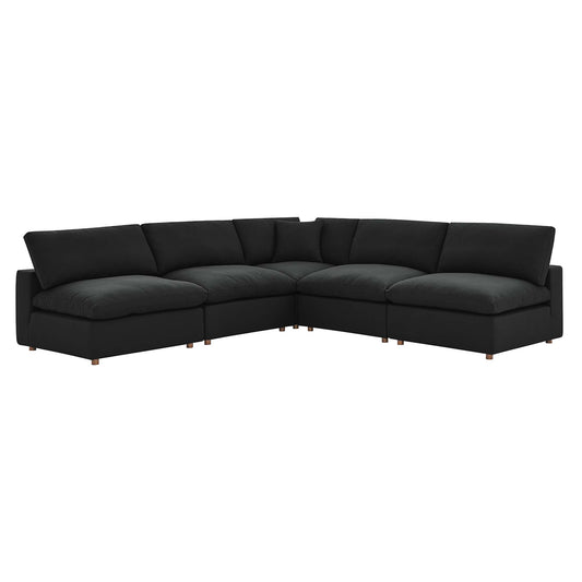 Modway Outlet Commix 5-Piece Down Filled Overstuffed Armless Sectional Sofa by Modway  Living Room Furniture Black - EEI-3360-BLK