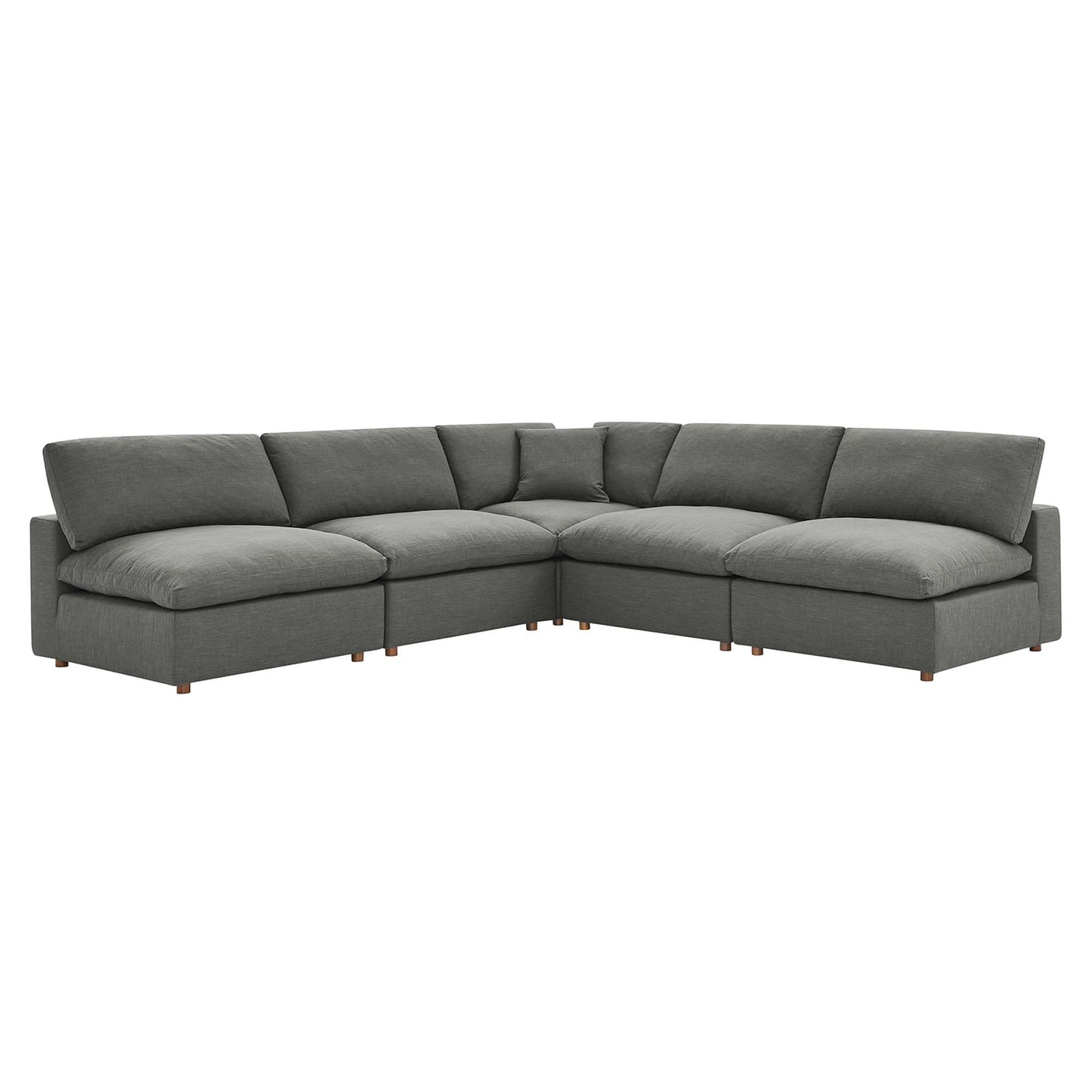 Modway Outlet Commix 5-Piece Down Filled Overstuffed Armless Sectional Sofa by Modway  Living Room Furniture Gray - EEI-3360-GRY