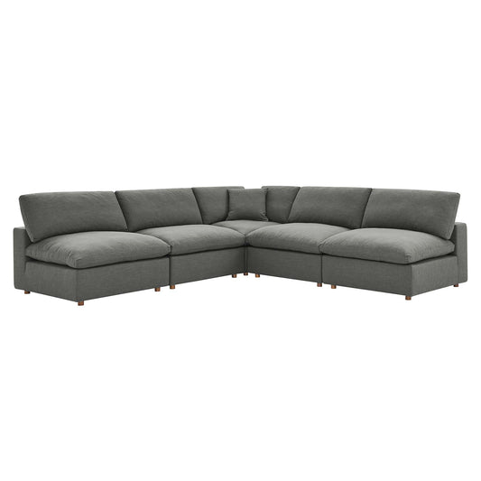 Modway Outlet Commix 5-Piece Down Filled Overstuffed Armless Sectional Sofa by Modway  Living Room Furniture Gray - EEI-3360-GRY