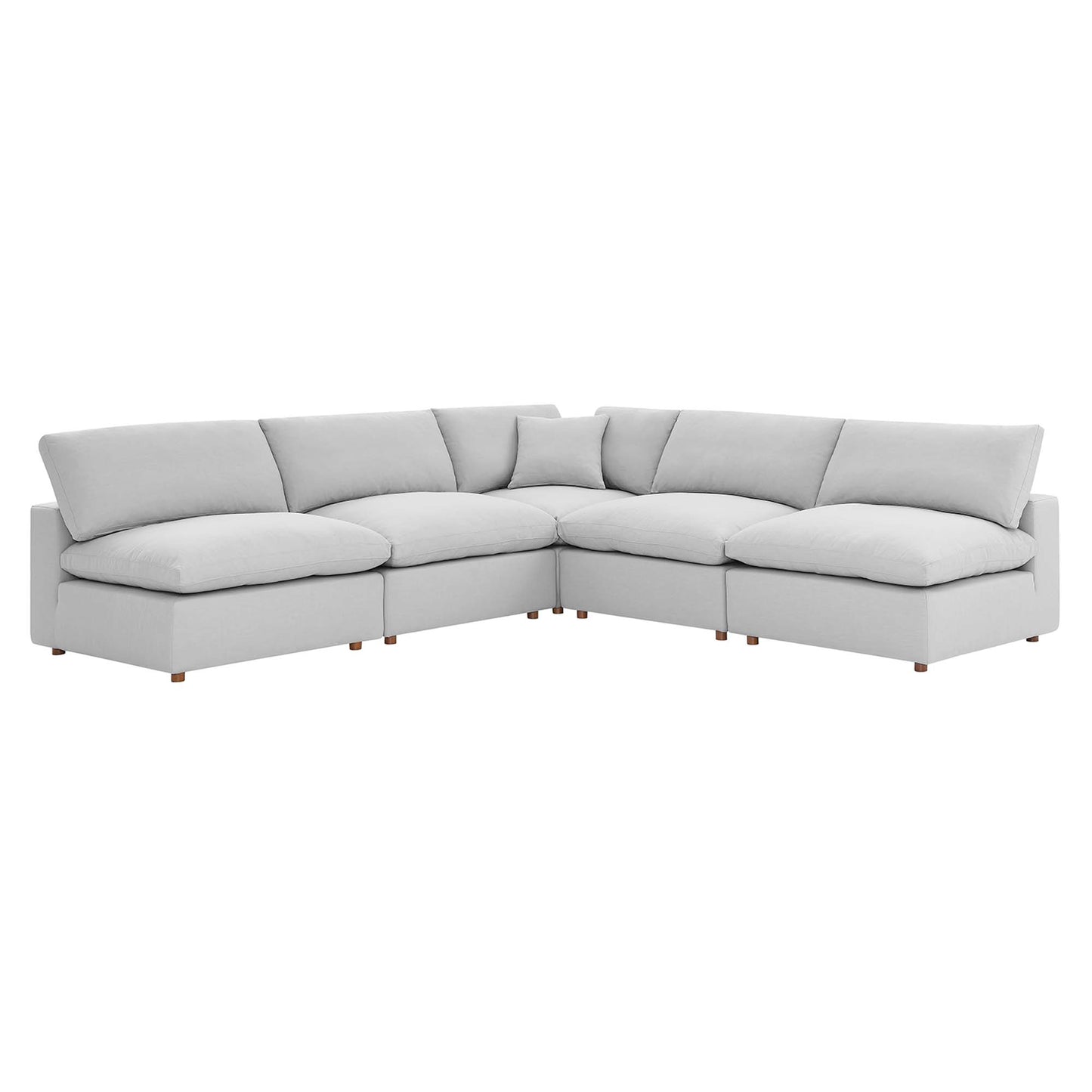 Modway Outlet Commix 5-Piece Down Filled Overstuffed Armless Sectional Sofa by Modway  Living Room Furniture Light Gray - EEI-3360-LGR
