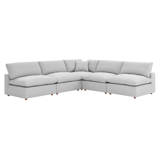 Modway Outlet Commix 5-Piece Down Filled Overstuffed Armless Sectional Sofa by Modway  Living Room Furniture Light Gray - EEI-3360-LGR