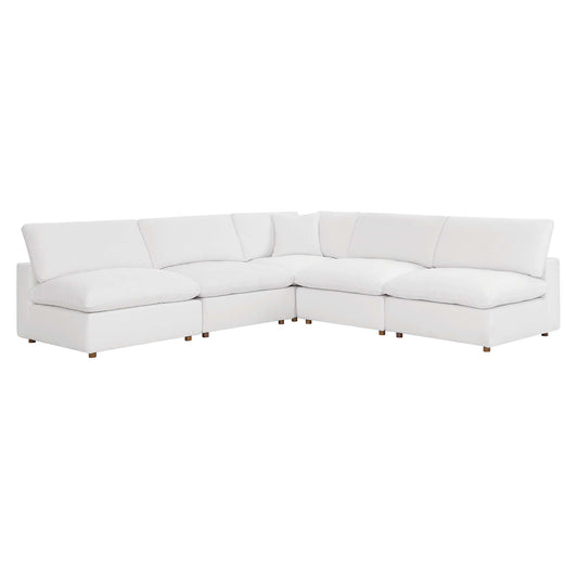 Modway Outlet Commix 5-Piece Down Filled Overstuffed Armless Sectional Sofa by Modway  Living Room Furniture Pure White - EEI-3360-PUW