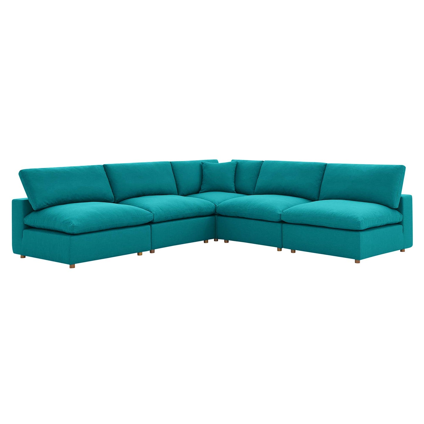 Modway Outlet Commix 5-Piece Down Filled Overstuffed Armless Sectional Sofa by Modway  Living Room Furniture Teal - EEI-3360-TEA