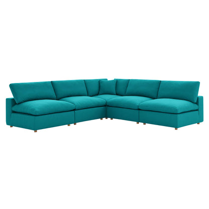 Modway Outlet Commix 5-Piece Down Filled Overstuffed Armless Sectional Sofa by Modway  Living Room Furniture Teal - EEI-3360-TEA