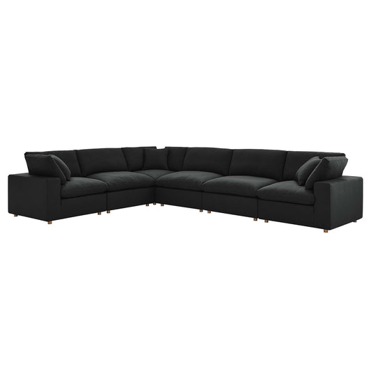 Modway Outlet Commix 6 Piece Down Filled Overstuffed Sectional Sofa Set by Modway  Living Room Furniture Black - EEI-3361-BLK