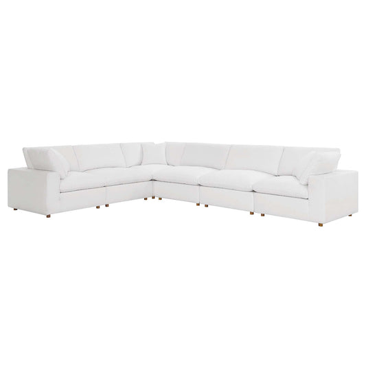 Modway Outlet Commix 6 Piece Down Filled Overstuffed Sectional Sofa Set by Modway  Living Room Furniture Pure White - EEI-3361-PUW