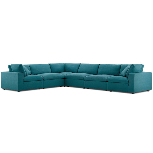 Modway Outlet Commix 6 Piece Down Filled Overstuffed Sectional Sofa Set by Modway  Living Room Furniture Teal - EEI-3361-TEA