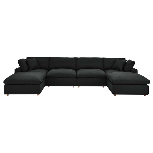 Modway Outlet Commix 6-Piece Down Filled Overstuffed Sectional Sofa by Modway  Living Room Furniture Black - EEI-3362-BLK