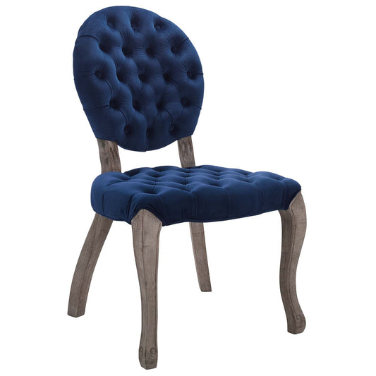 Modway Outlet Exhibit French Vintage Dining Performance Velvet Side Chair by Modway  Bar and Dining Furniture Navy - EEI-3365-NAV