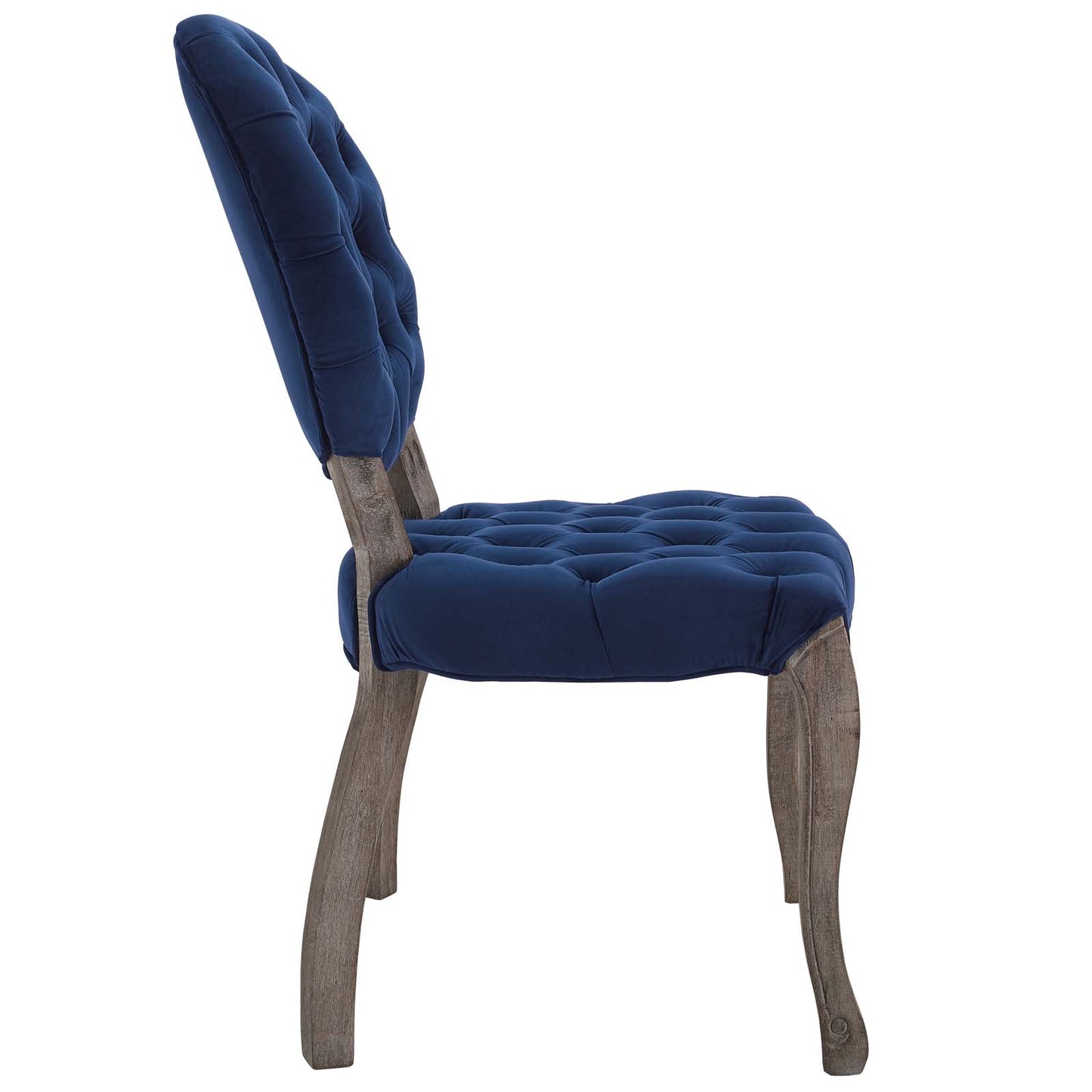 Modway Outlet Exhibit French Vintage Dining Performance Velvet Side Chair by Modway  Bar and Dining Furniture Navy - EEI-3365-NAV