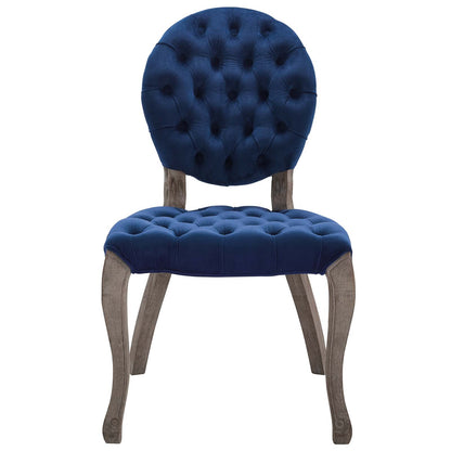 Modway Outlet Exhibit French Vintage Dining Performance Velvet Side Chair by Modway  Bar and Dining Furniture Navy - EEI-3365-NAV